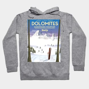 Dolomites Sassongher Mountains Italy travel poster Hoodie